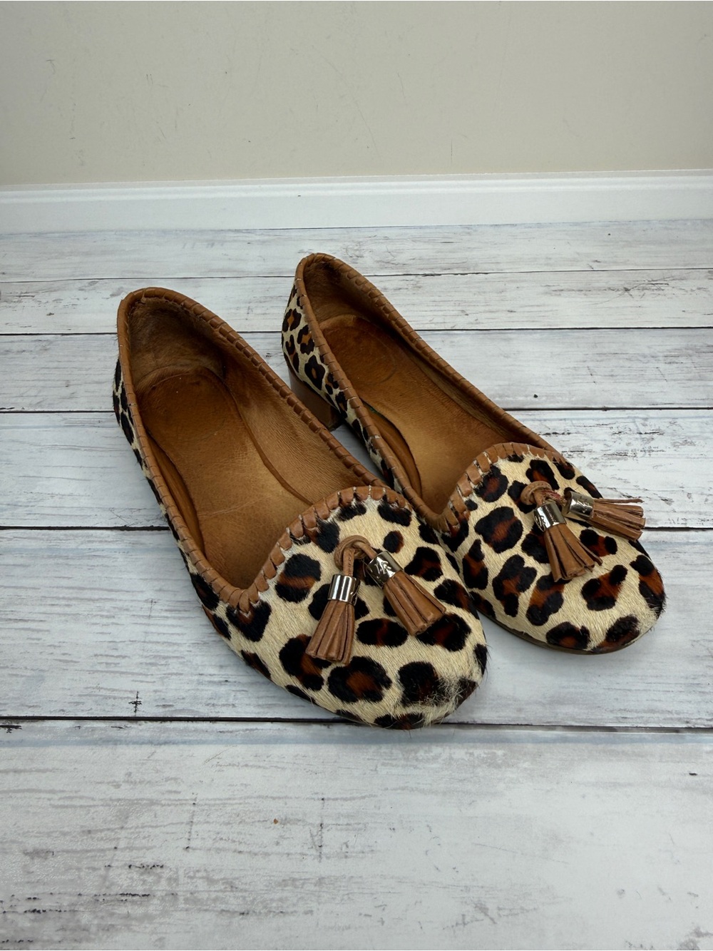 Jack Rogers Leopard Print Tassel Moccasins - Brown/Black